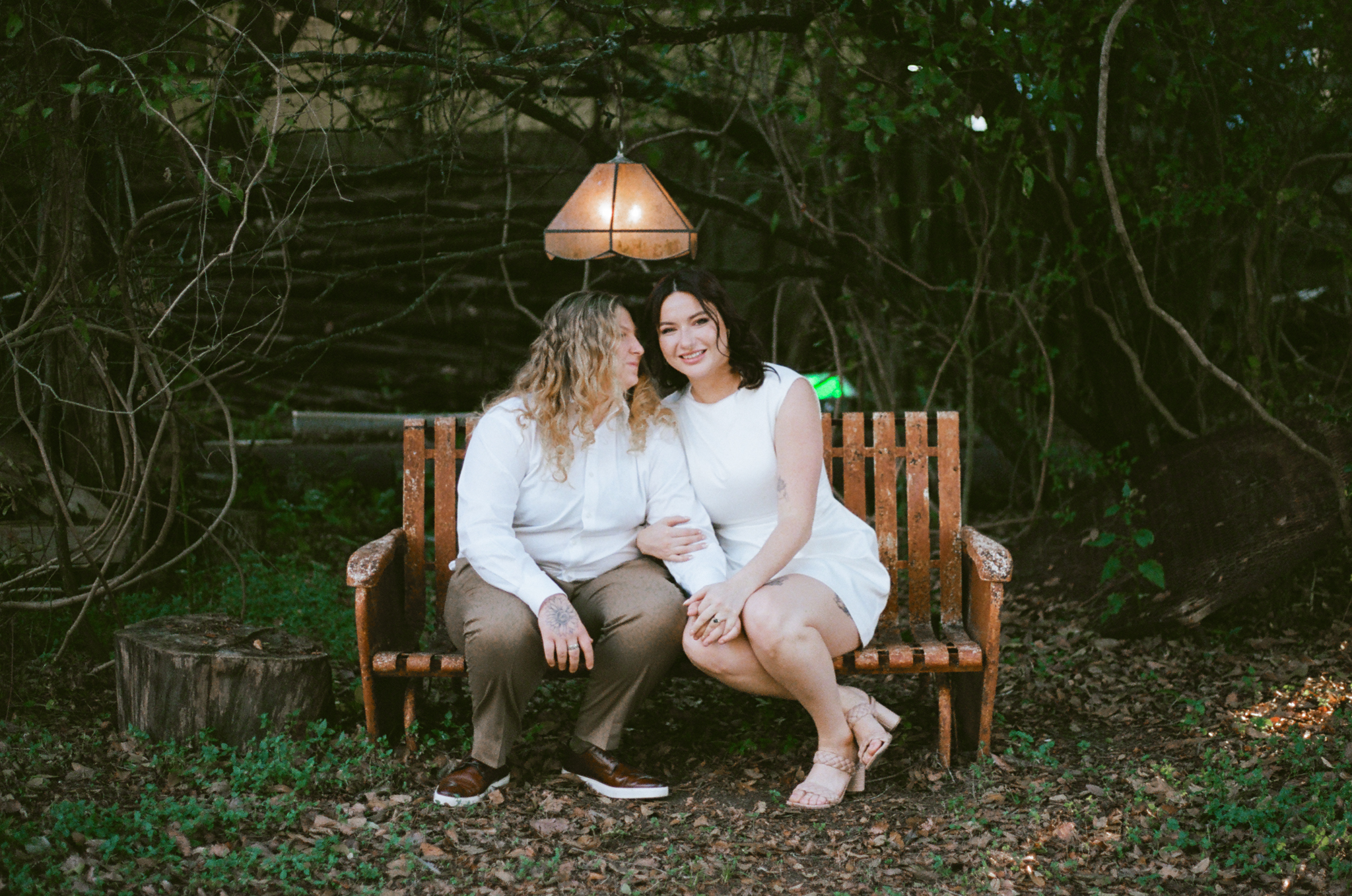 lgbtq couple's engagement session at Sekrit Theater in Austin, TX captured by Austin and Los Angeles film wedding photographer