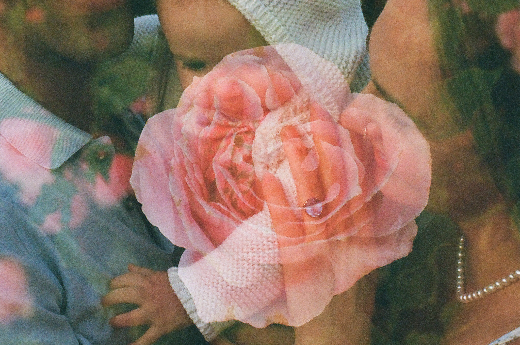 double exposure film photo of a family photoshoot in Southern California captured by Los Angeles family photographer.