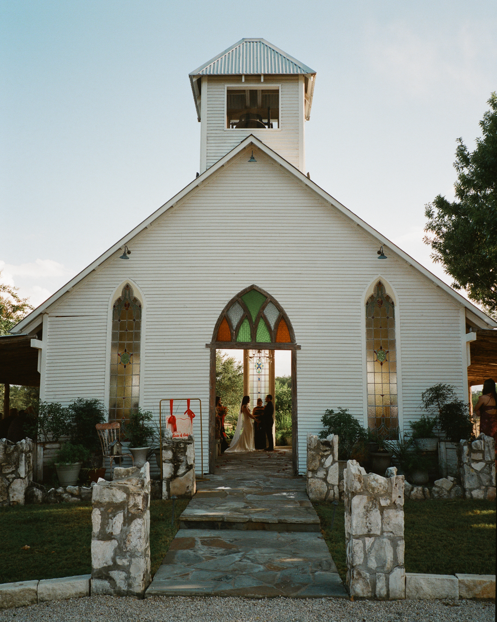 120 film photograph of a wedding in the Texas countryside captured by California candid wedding photographer.