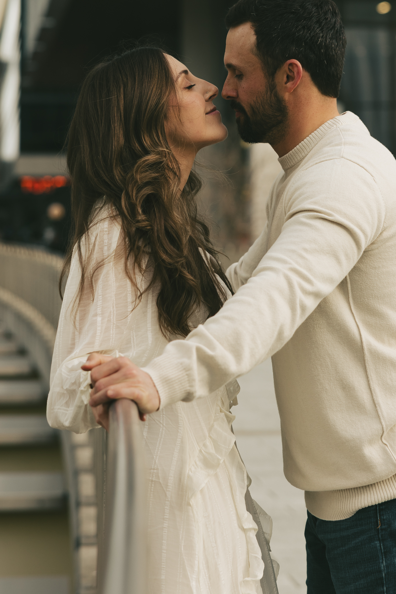Romantic moment captured by Austin engagement photographer.