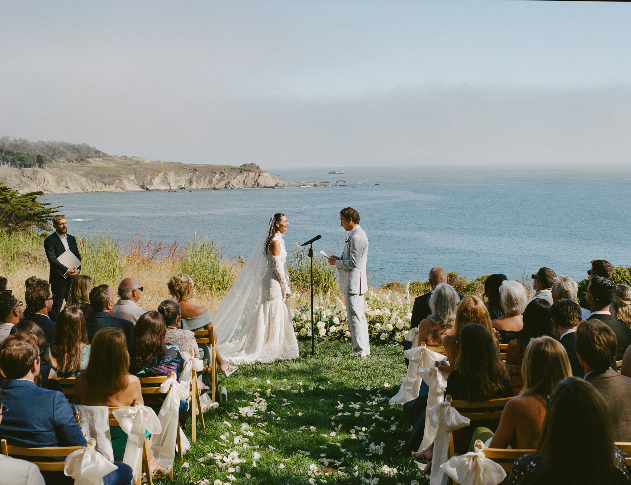 Bride and groom at their wedding at Timber Cove Resort on the Northern California coast captured on film.